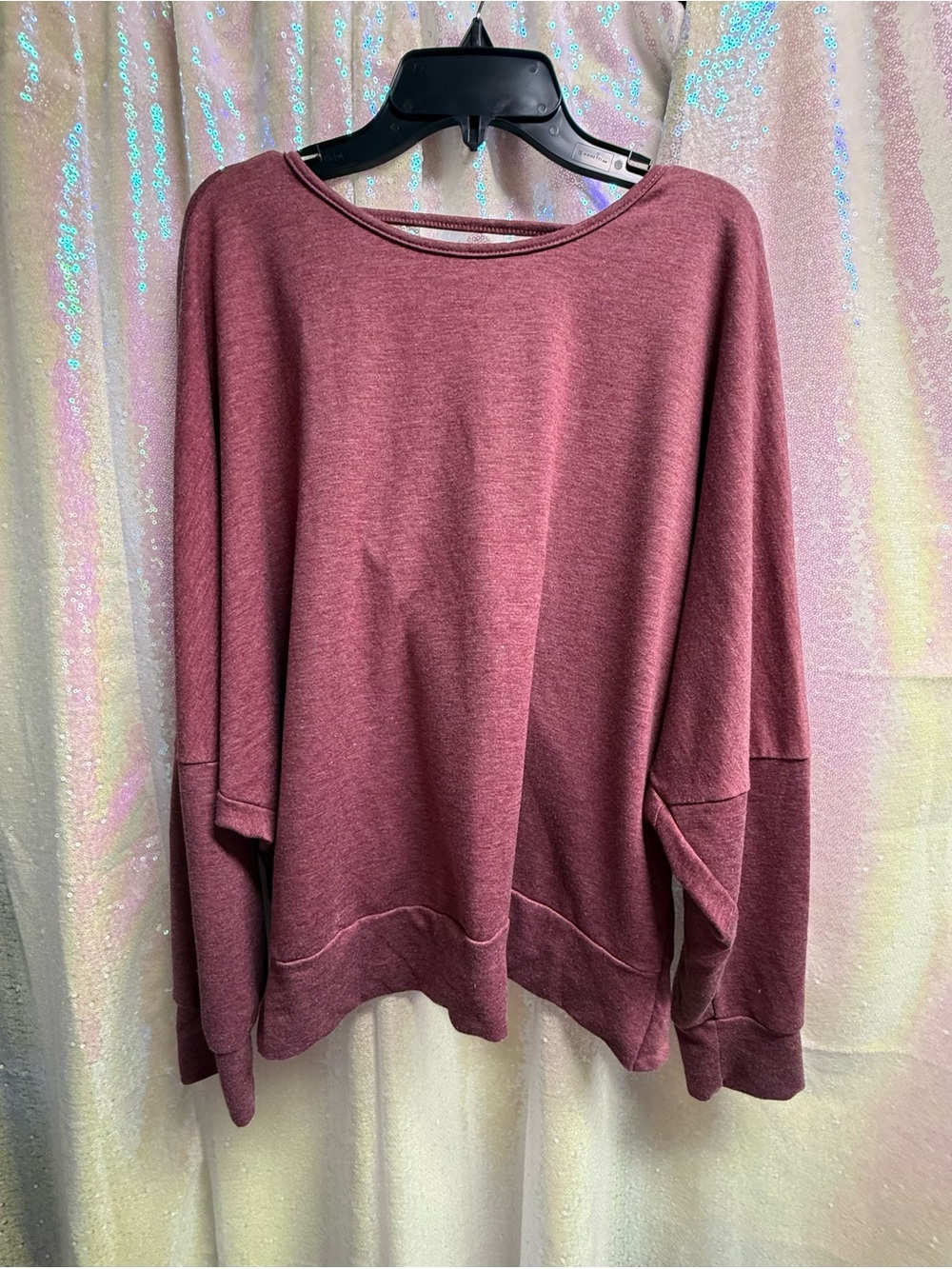 Goldstitch Women's Backless Loose Shirt Long Sleeve Open Back Top Mauve Size XL